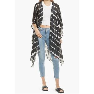 Treasure and Bond Tie Dye high-low Wrap, Black Shibori Stripe, One Size